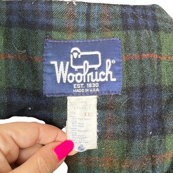Woolrich VTG 80s Collared Bomber Jacket Flannel Lined Suede Trim Gray XXL Long - Picture 8 of 8